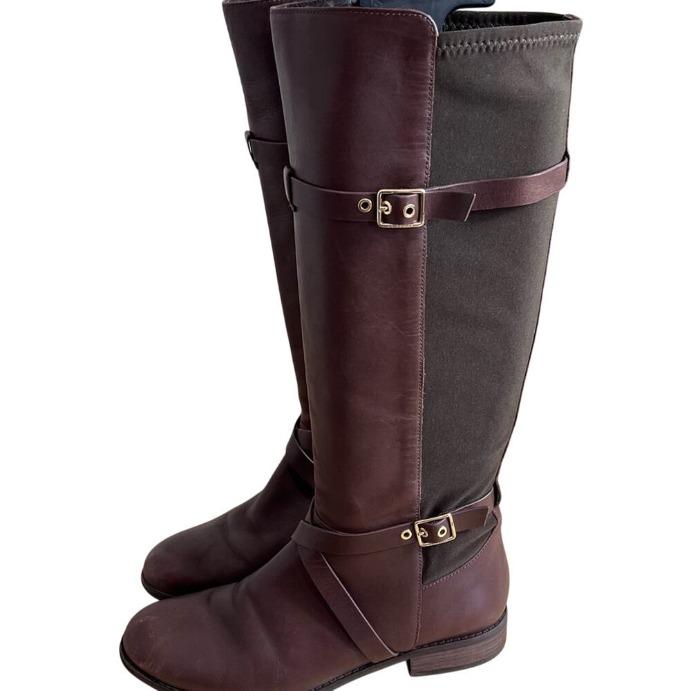 Cole Haan Boots Women's Size 8.5 B Dorian Leather Fabric Stretch Riding